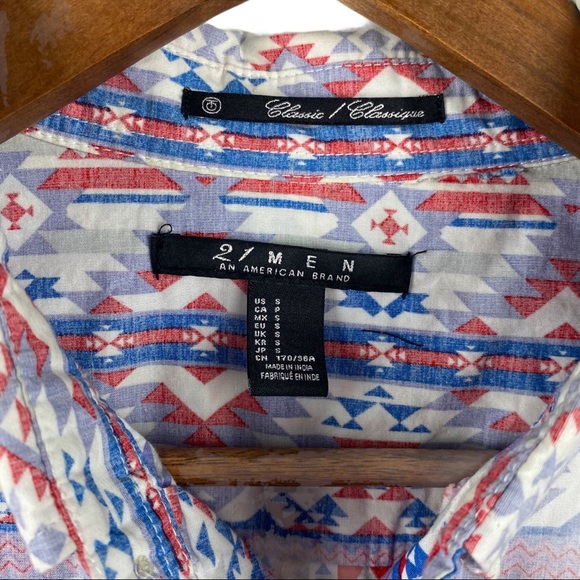 21 MEN | Tribal Print Small Men’s Button Down - Picture 4 of 5